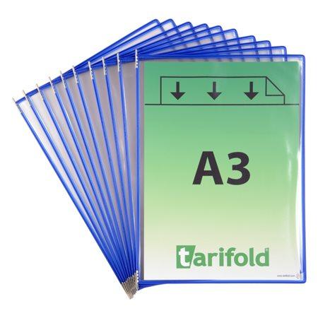 Prezentačná tabuľa, A3, oceľový rám, stojatá, TARIFOLD, modrá