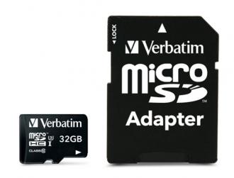 Pamäťová karta, microSDHC, 32GB, Class 10 UHS I, s adapteroml, VERBATIM "PRO"