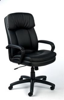 Manažérska stolička, s hojdacou mechanikou, čierna bonded koža, čierny podstavec, MAYAH "D