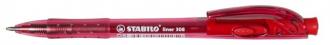 Guličkové pero, 0,38 mm, tlačidlový systém ovládania, STABILO "Liner 308", červené