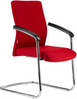 . Konferenčná stolička, textilné čalúnenie, chrómová konštrukcia,  "BOSTON/S", červená