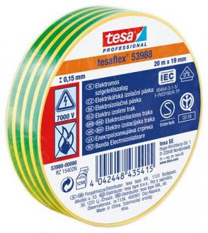 Izolačná páska, 19 mm x 20 m, TESA "Professional", zelená-žltá