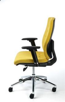 Kancelárska stolička, nastaviteľné opierky rúk, žltý poťah, hliníkový podstavec, MAYAH "Su