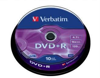 DVD+R 4,7 GB, 16x, cake box (AZO), VERBATIM