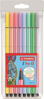 Popisovač, sada, 1 mm, STABILO "Pen 68", 8 pastelových farieb