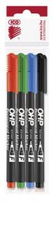 Permanentný popisovač, OHP, 0,5 mm, F, ICO, 4 rôzne farby
