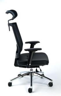 MAYAH Exkluzívna kancelárska stolička s opierkou hlavy, čierna koža, sieťové napnuté operadlo,či