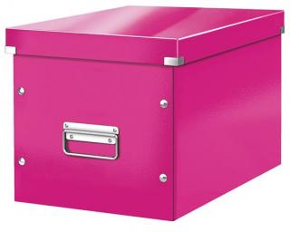 Archivačná krabica, lakový lesk, L veľkosť, LEITZ "Click&Store", ružová
